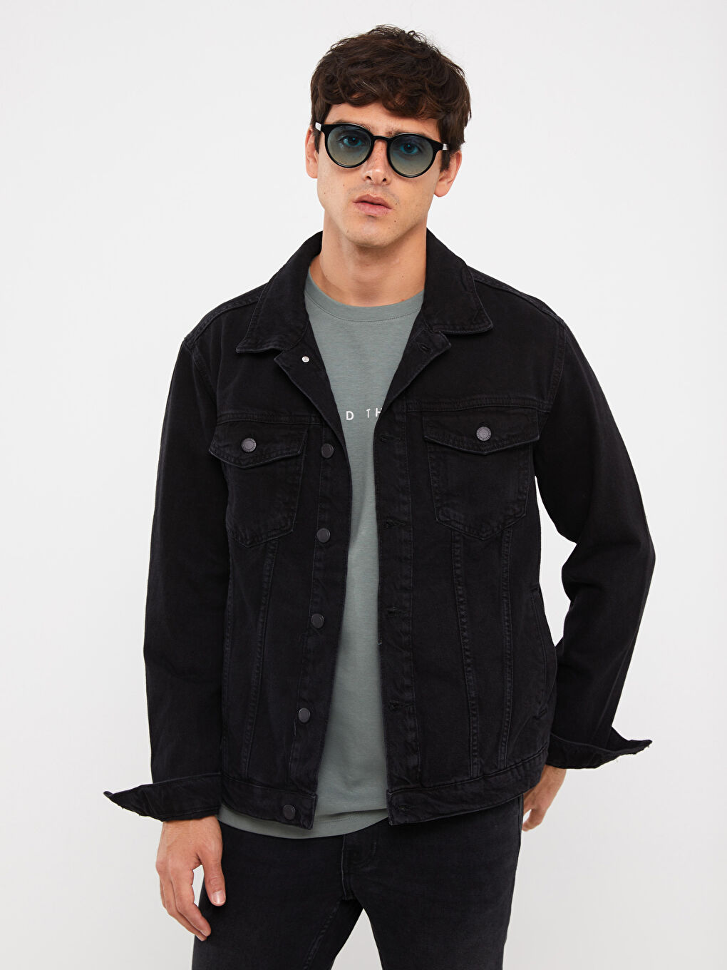 LCW Jeans Siyah Standart Kalıp Erkek Jean Ceket