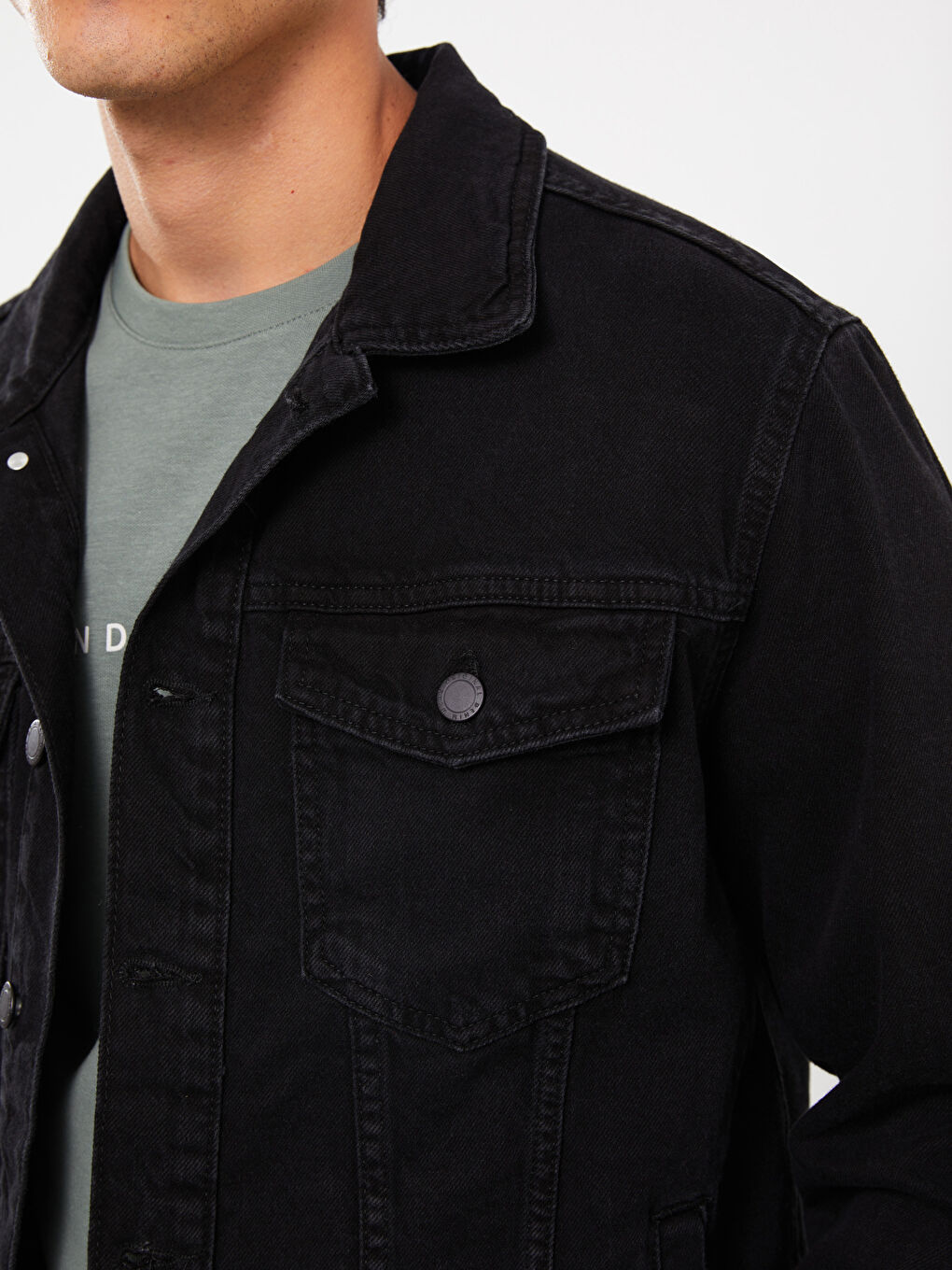 LCW Jeans Siyah Standart Kalıp Erkek Jean Ceket - 3