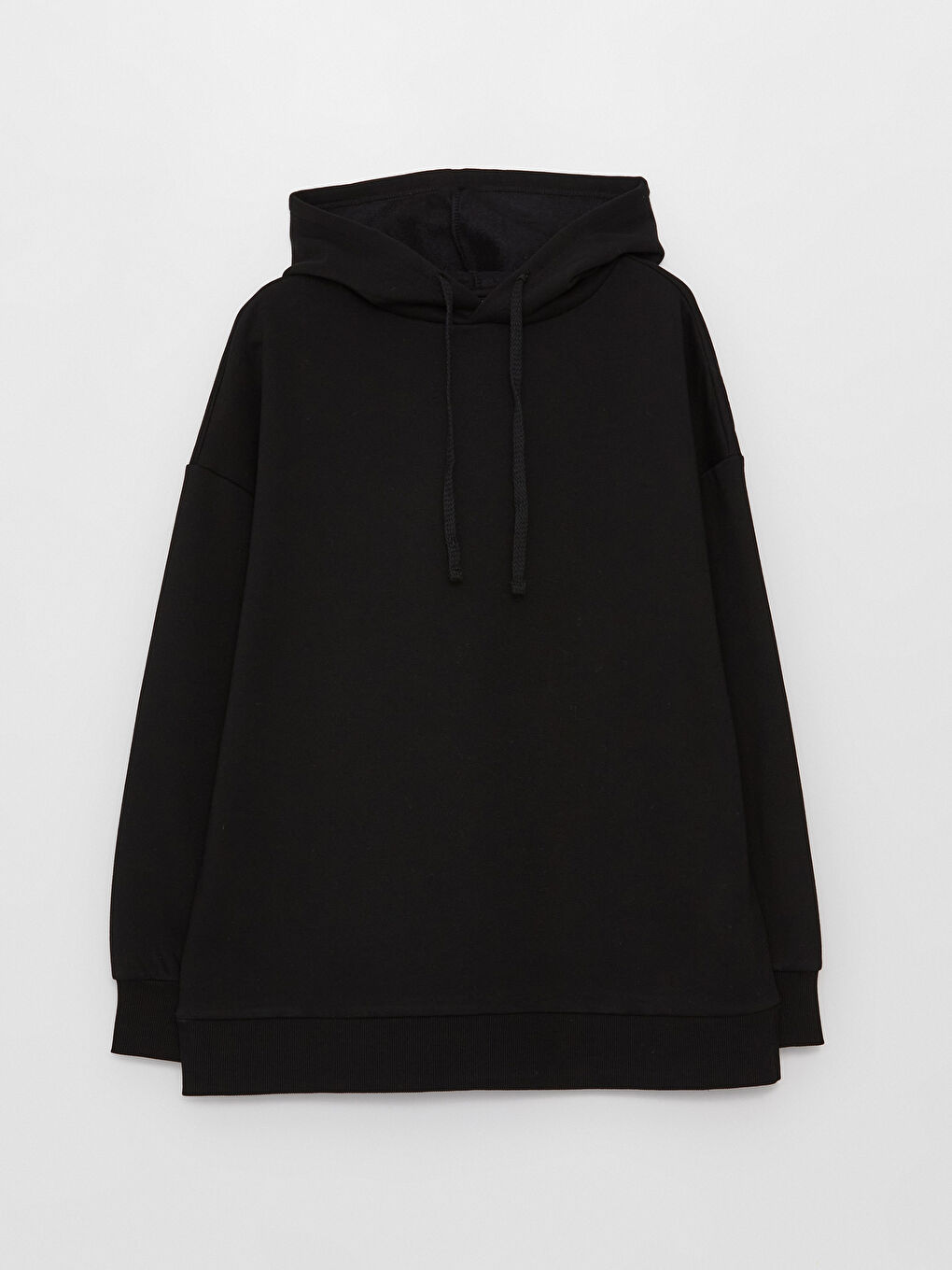 XSIDE Yeni Siyah Düz Oversize Kadın Hoodie - 5