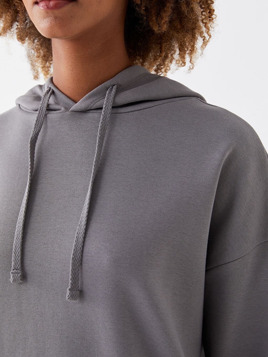 XSIDE Düz Oversize Kadın Kalın Hoodie -W36211Z8-V3U