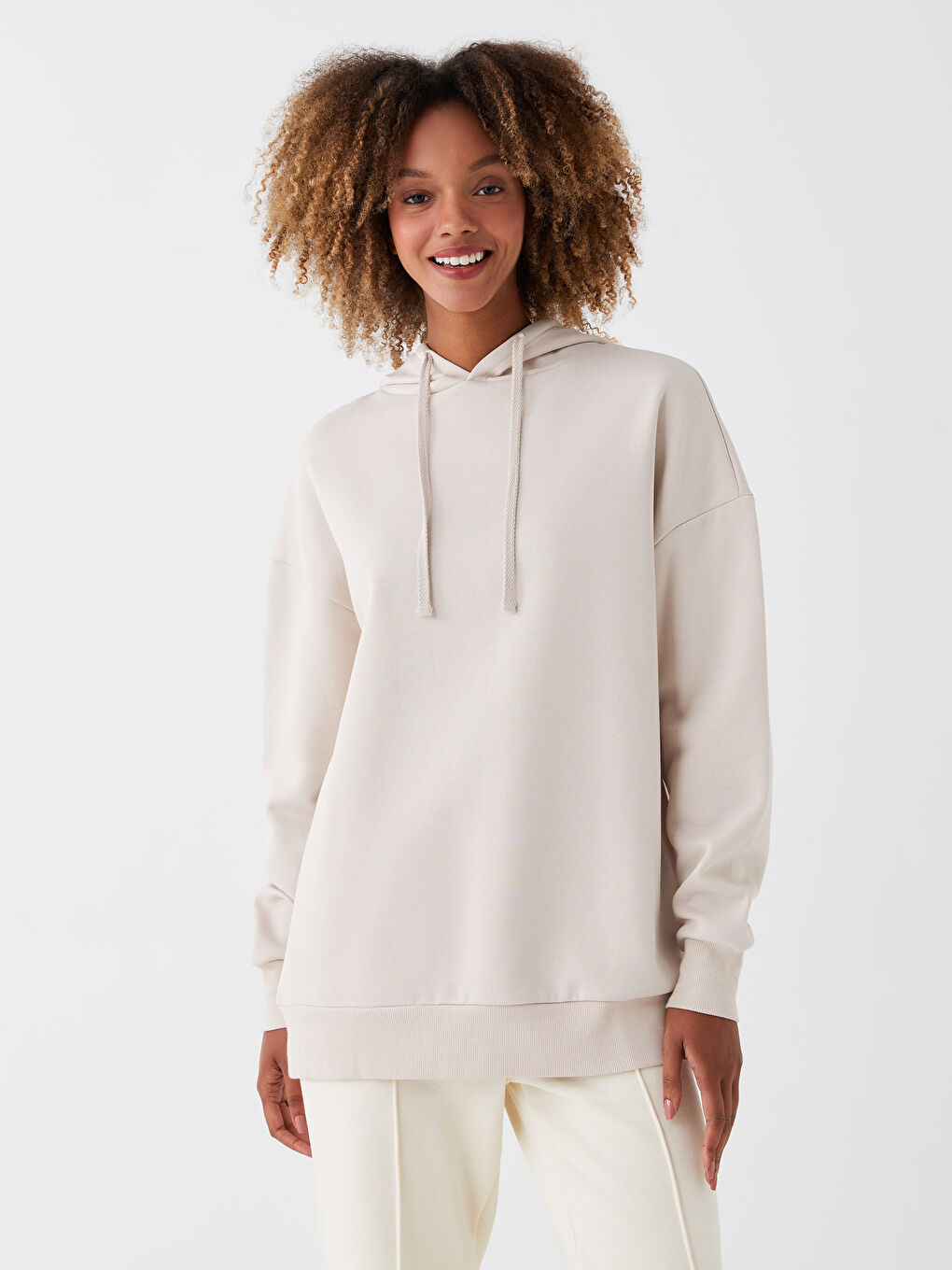 Однотонное Оверсайз Женское Толстое Худи-1