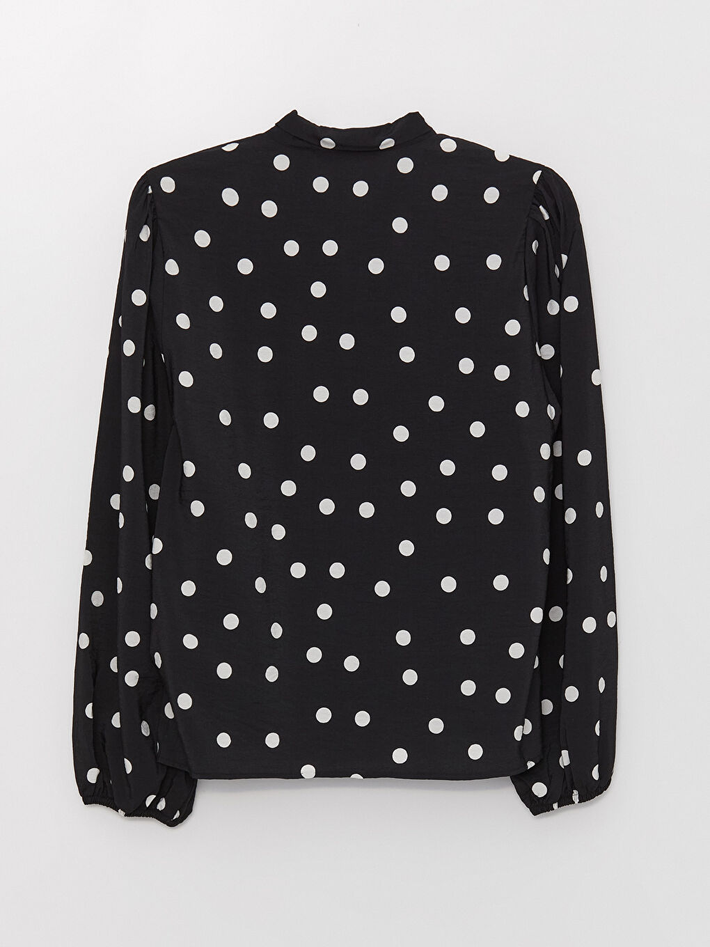 Tie Neck Polka Dot Long-Sleeve Oversized Women's Blouse-6
