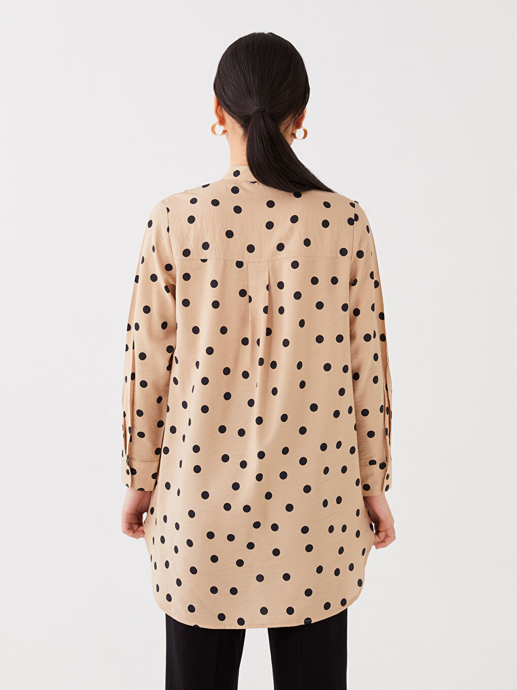 Tunică cu Guler de Judecător, Buline, Mânecă Lungă pentru Femei-2