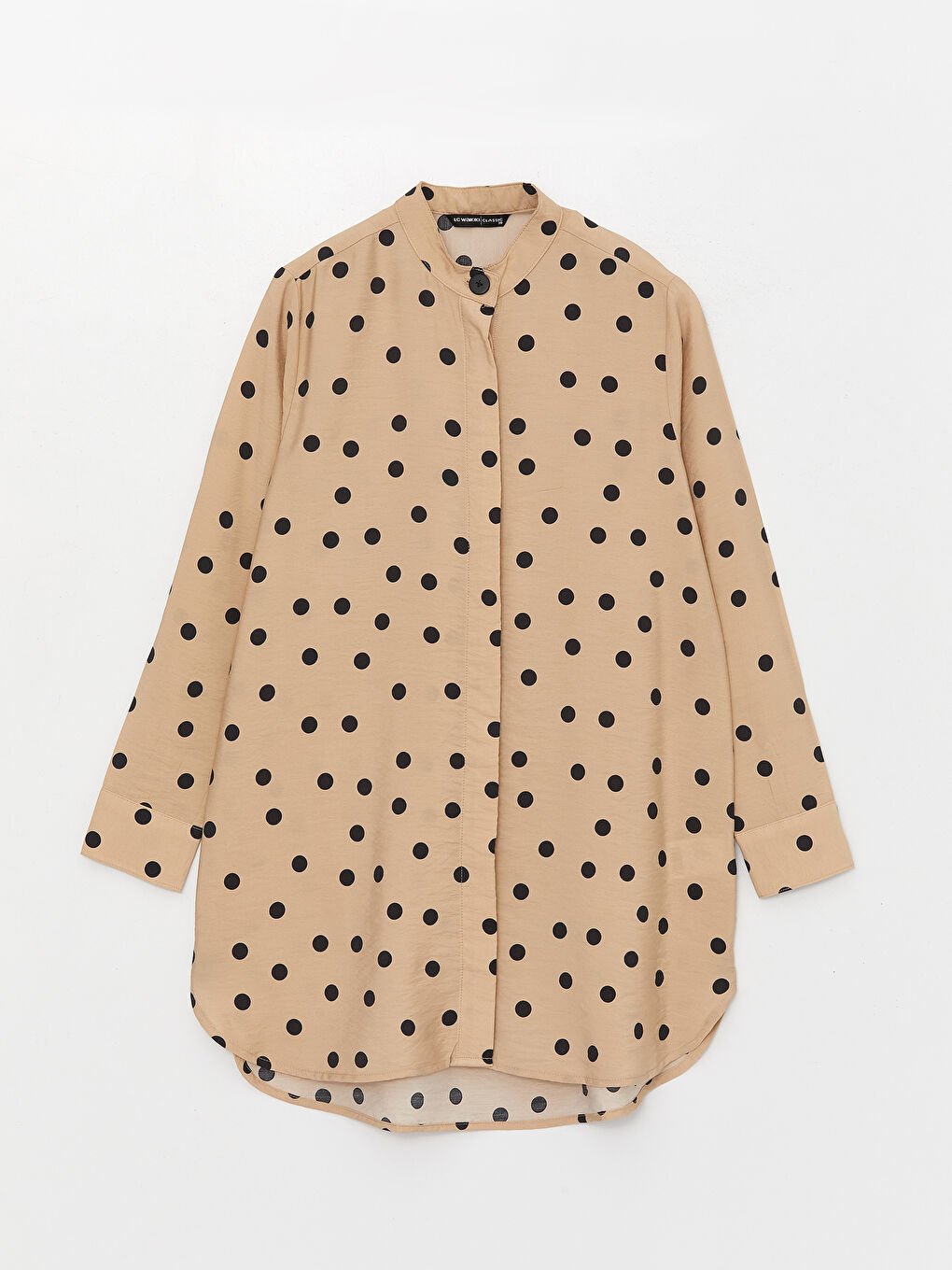 Tunică cu Guler de Judecător, Buline, Mânecă Lungă pentru Femei-4