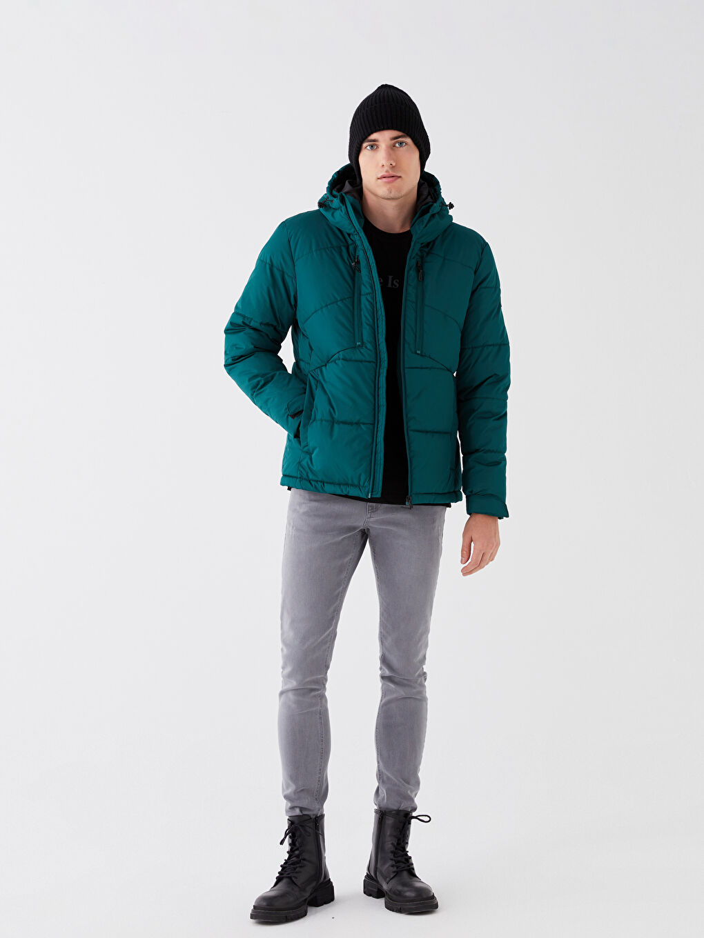 XSIDE Slim Fit Hooded Men's Puffer Coat -W36217Z8-SW0