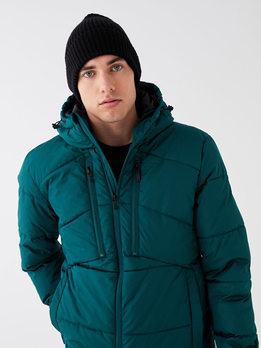 XSIDE Slim Fit Hooded Men's Puffer Coat -W36217Z8-SW0