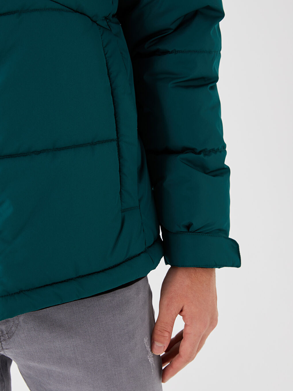 XSIDE Slim Fit Hooded Men's Puffer Coat -W36217Z8-SW0