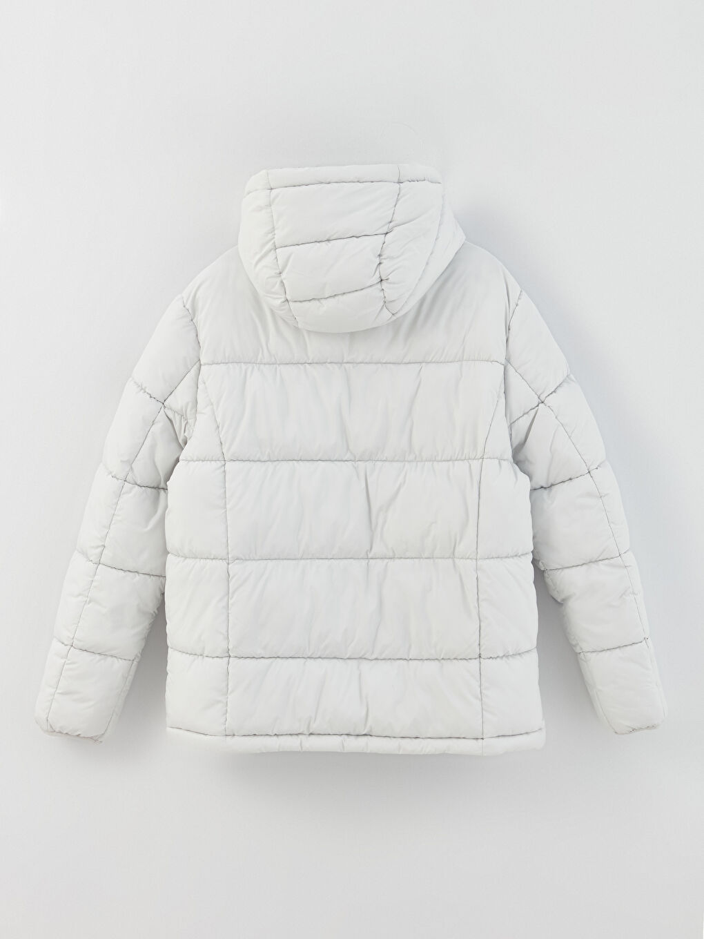 Gri Slim Fit Kapüşonlu Erkek Şişme Mont-8