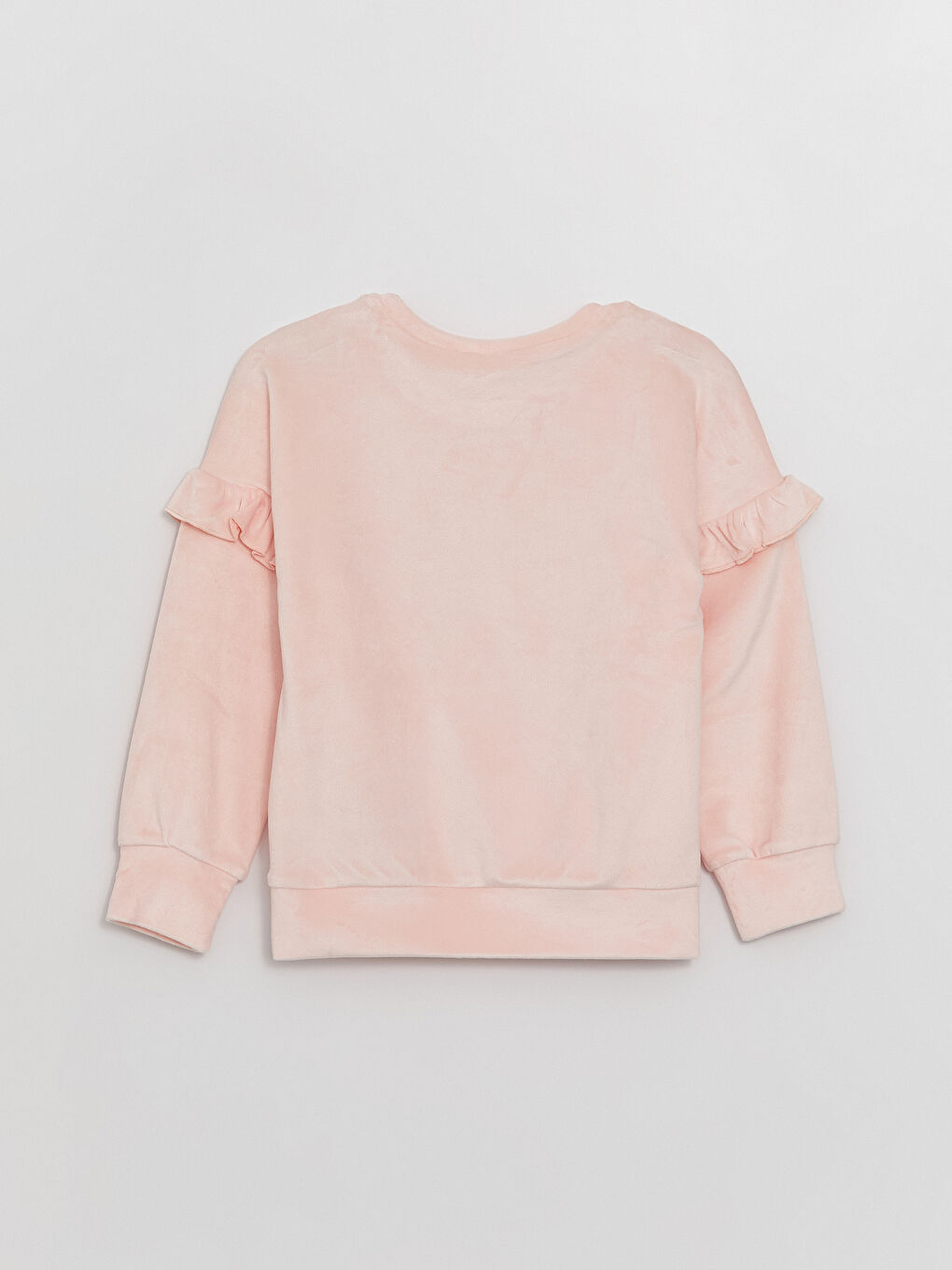 Pembe Bisiklet Yaka Uzun Kollu Kız Çocuk Kadife Pijama Takımı-3