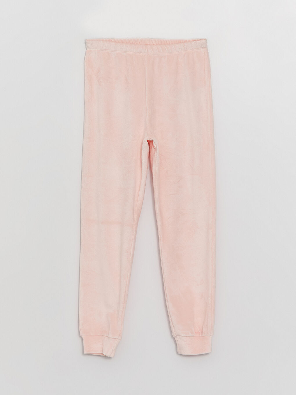 Pembe Bisiklet Yaka Uzun Kollu Kız Çocuk Kadife Pijama Takımı-4