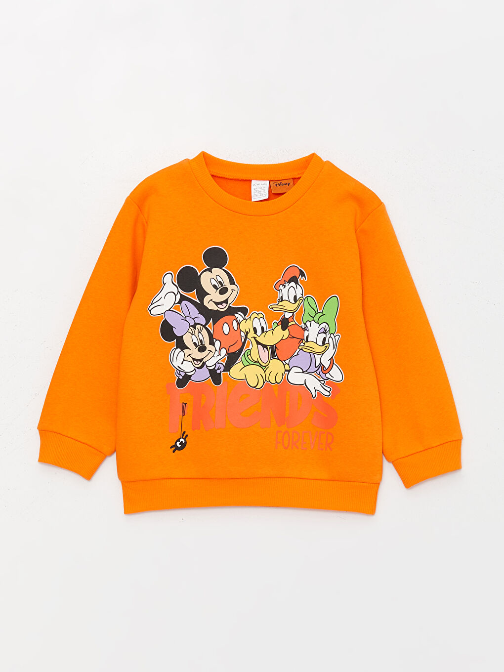 LCW baby Canlı Turuncu Bisiklet Yaka Minnie Mouse Baskılı Kız Bebek Sweatshirt