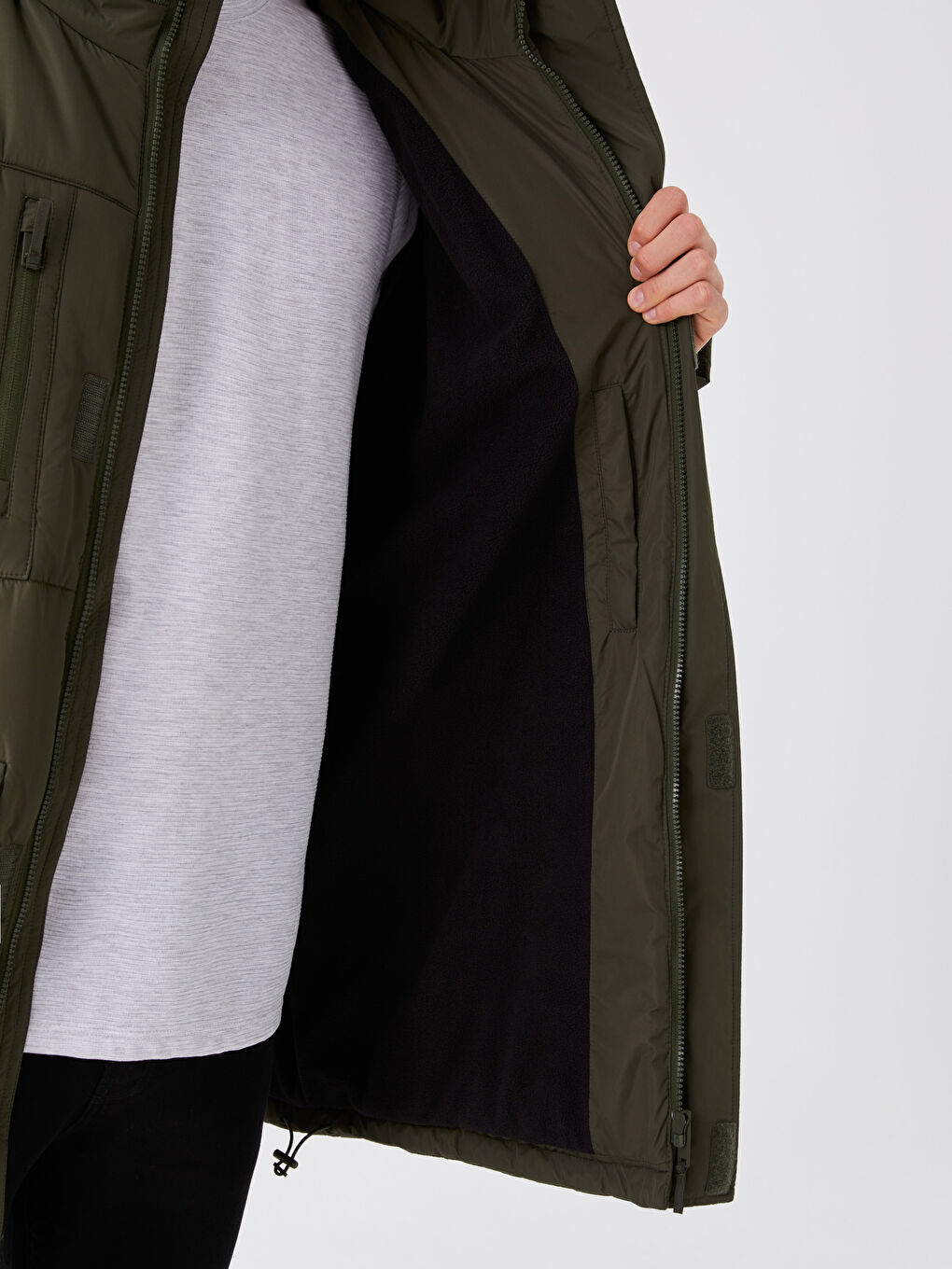 Yeşil Standart Kalıp Kapüşonlu Erkek Şişme Mont-4