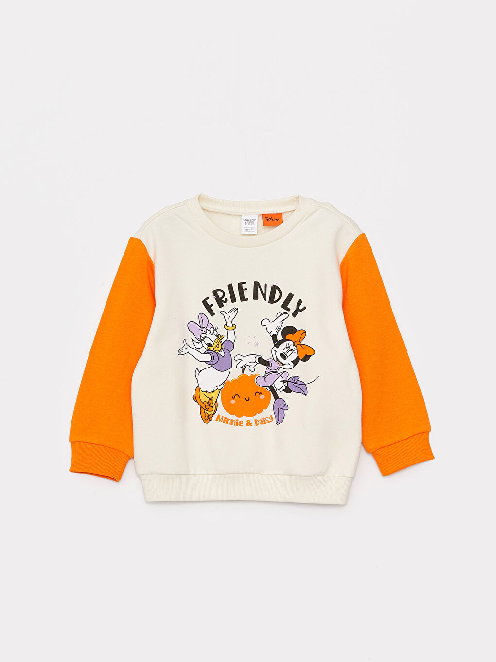 Bisiklet Yaka Uzun Kollu Minnie Mouse Baskılı Kız Bebek Sweatshirt ve Eşofman Alt 2'li Takım-1