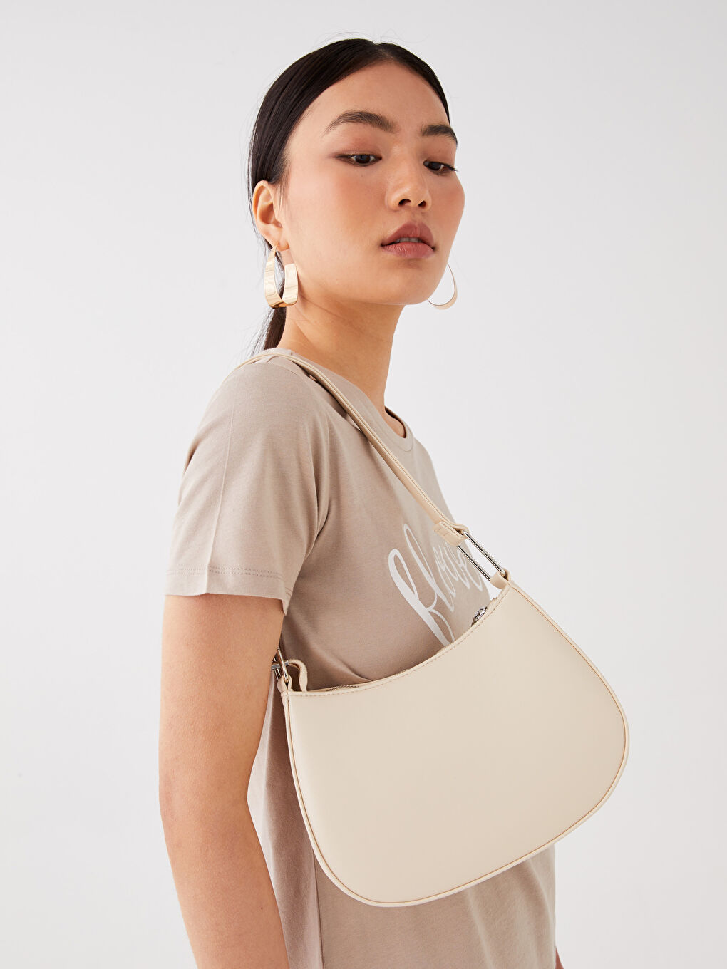 Leather Look Women's Baguette Bag with Strap