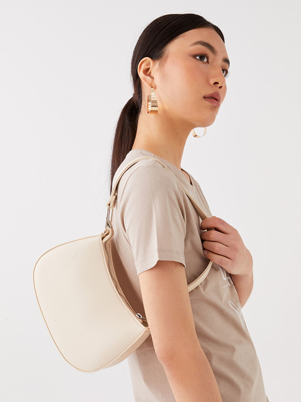 Leather Look Women's Baguette Bag with Strap-1