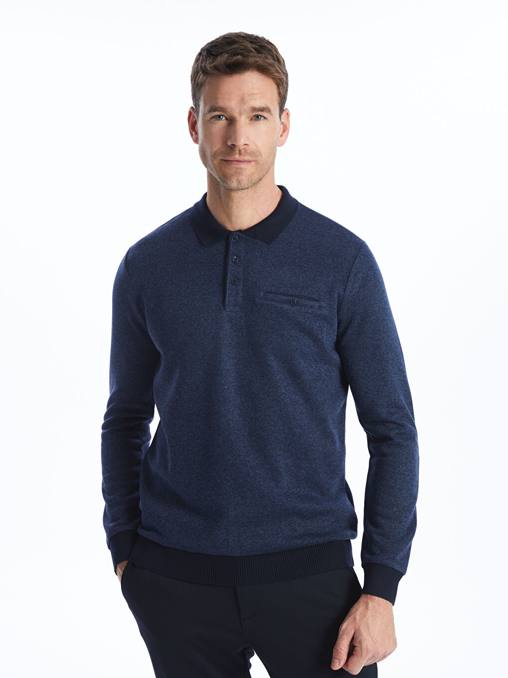 LCWAIKIKI Classic Polo Neck Long Sleeve Men's Sweatshirt -W36269Z8-DWP