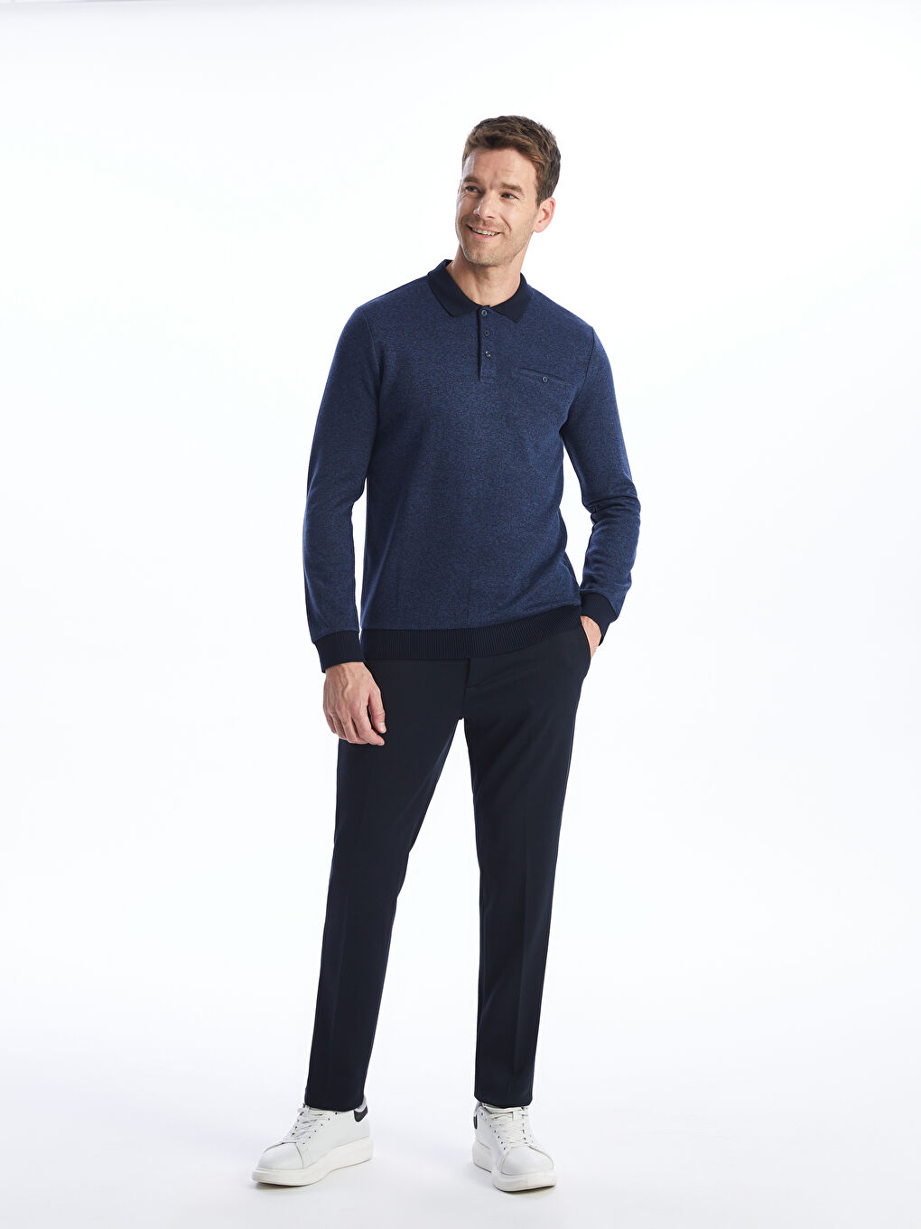 LCWAIKIKI Classic Polo Neck Long Sleeve Men's Sweatshirt -W36269Z8-DWP