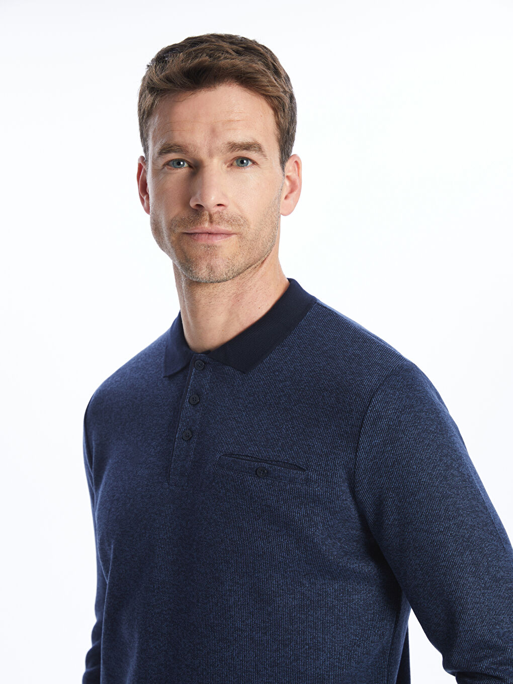 LCWAIKIKI Classic Polo Neck Long Sleeve Men's Sweatshirt -W36269Z8-DWP