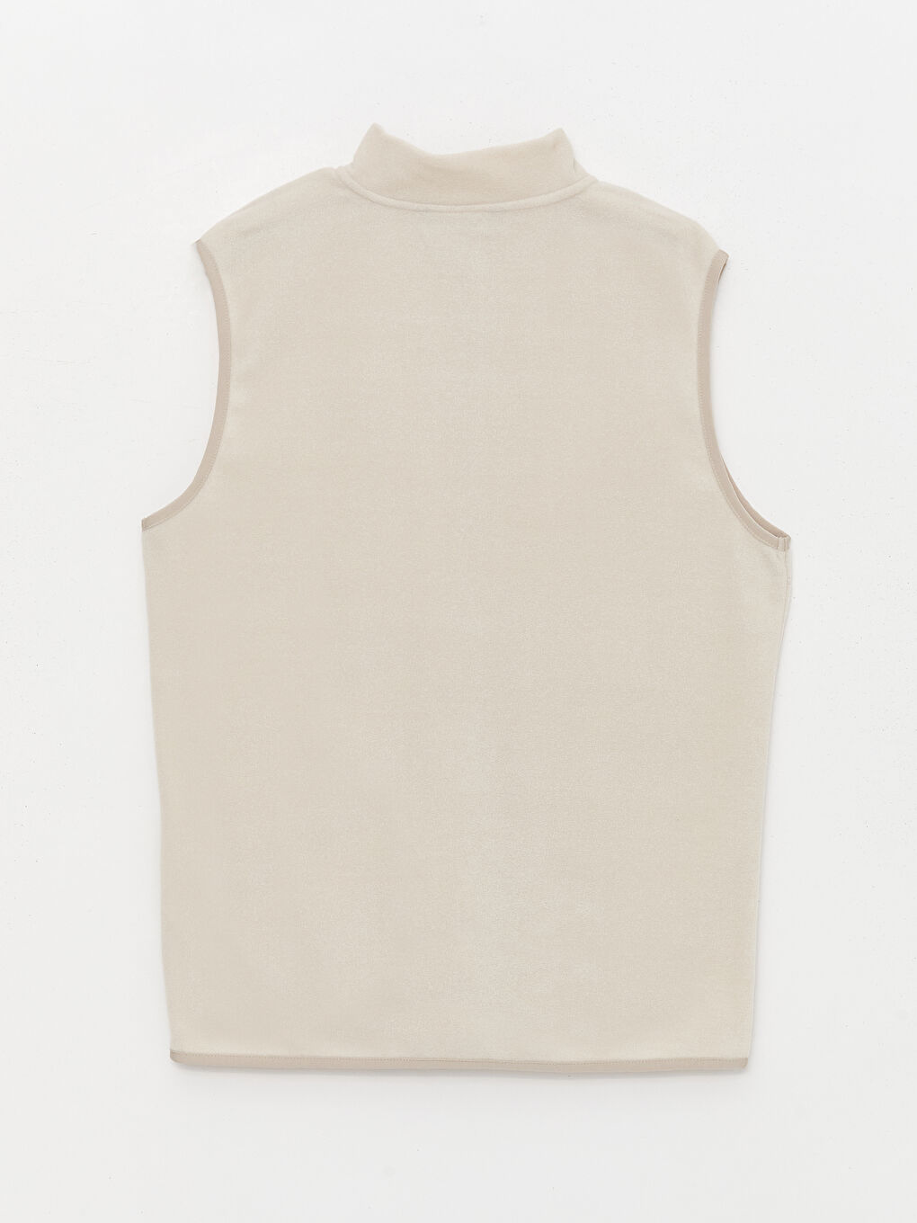 Bej Rahat Kalıp Dik Yaka Polar Erkek Yelek-7