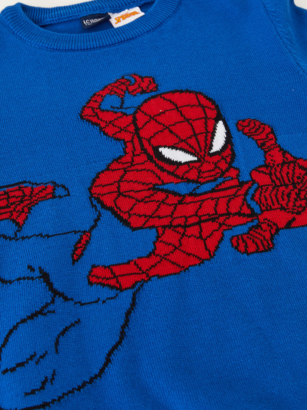 LCW Kids Orta Mavi Bisiklet Yaka Spiderman Desenli Uzun Kollu Erkek Çocuk Triko Kazak - 2