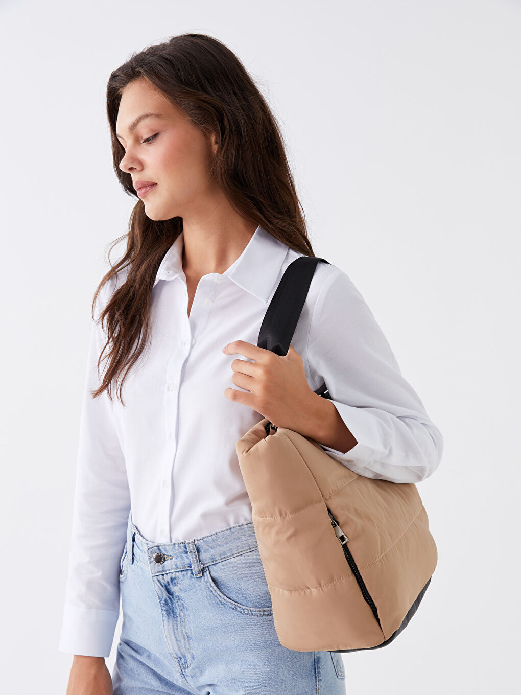 Zipper Detail Women's Shoulder and Arm Bag-1