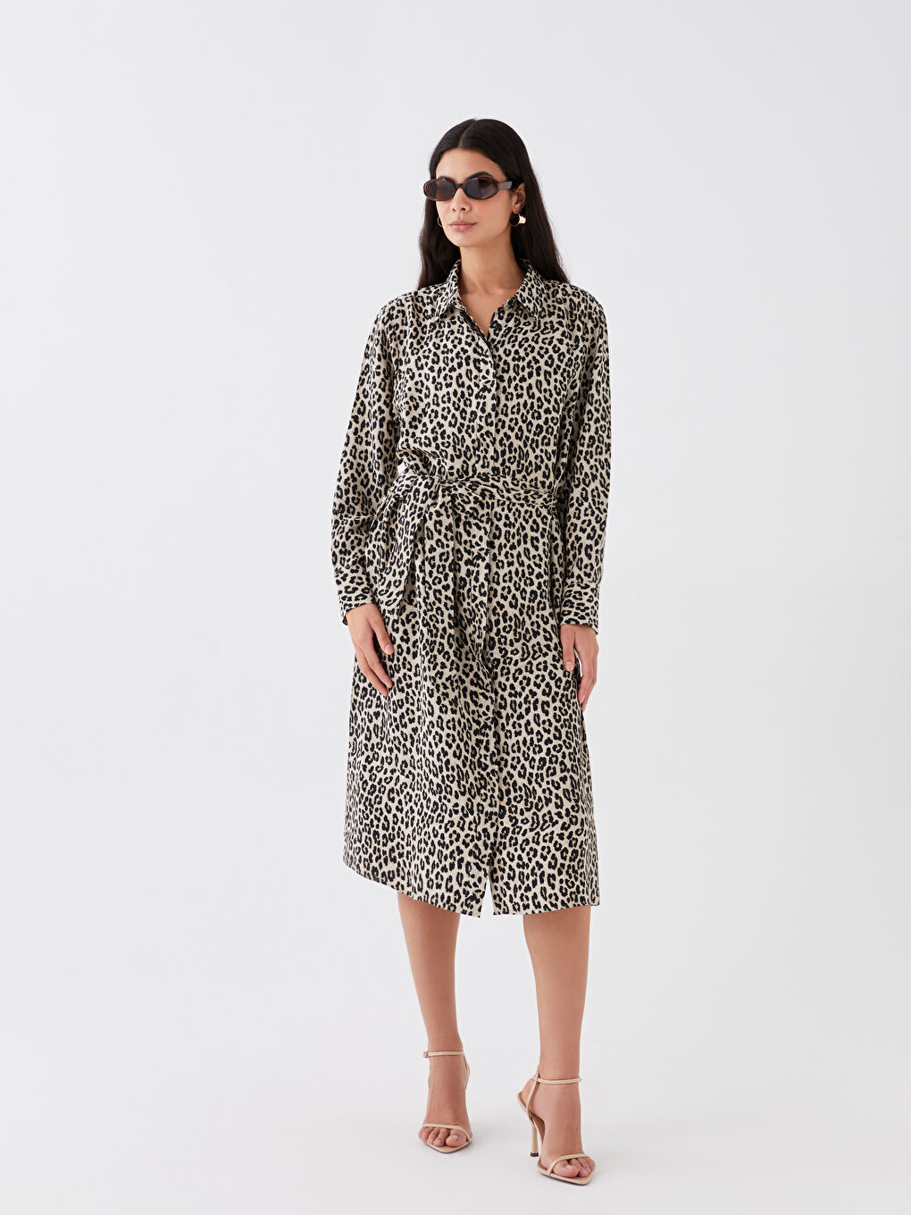 Robe Chemise à Motifs à Manches Longues pour Femmes