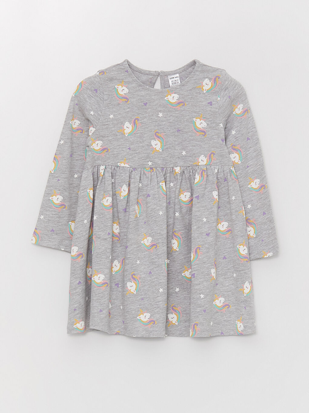 فستان للبنات الرضع بنقشة كم طويل بياقة دائرية