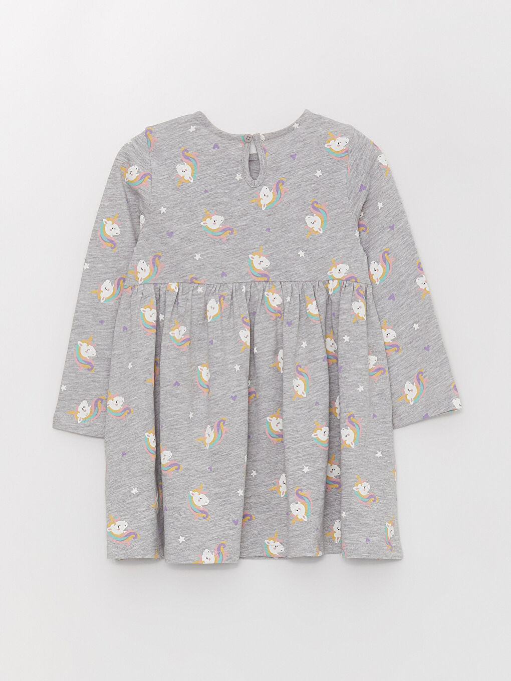 فستان للبنات الرضع بنقشة كم طويل بياقة دائرية-1