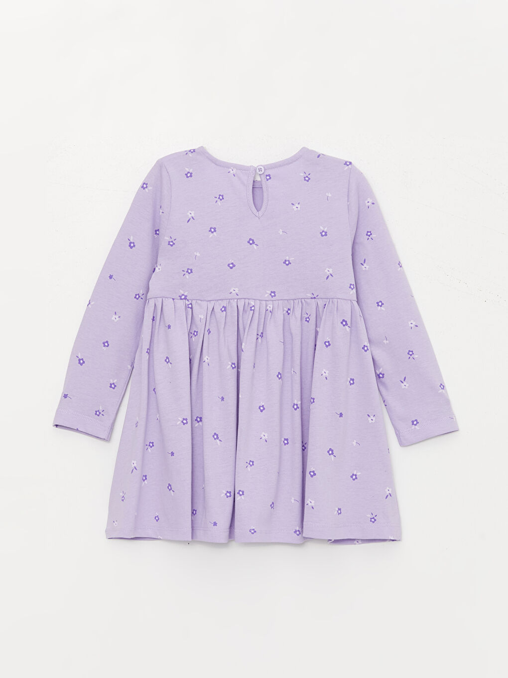 Crew Neck Long Sleeve Patterned Baby Girls' Dress-1