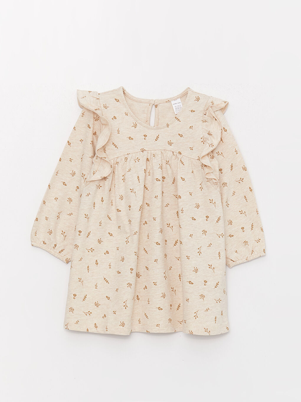 Crew Neck Patterned Baby Girls' Dress