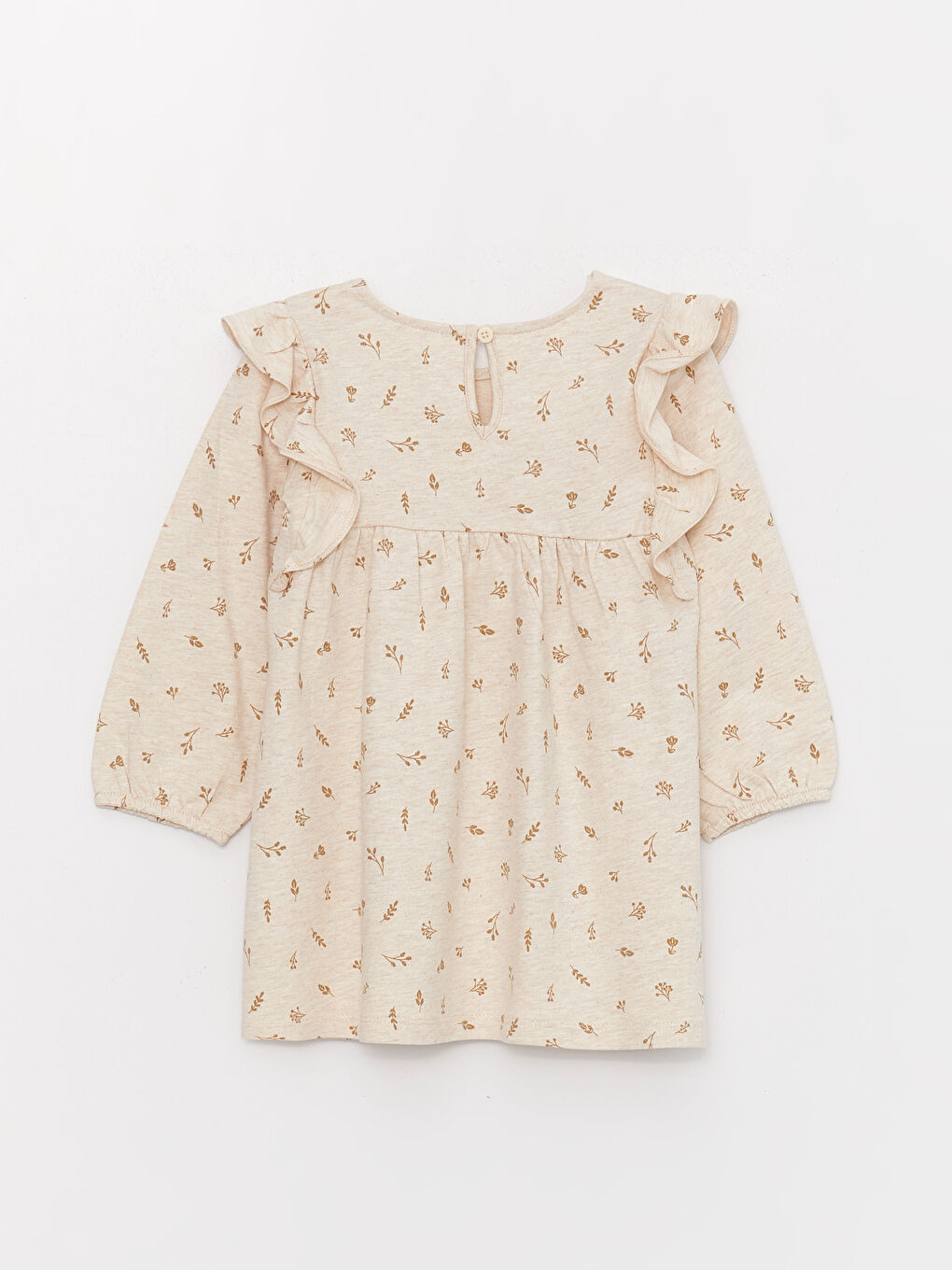 Crew Neck Patterned Baby Girls' Dress-1