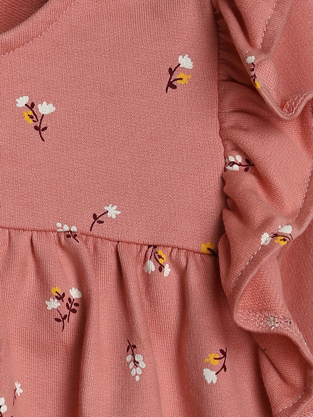 Crew Neck Patterned Baby Girls' Dress-2