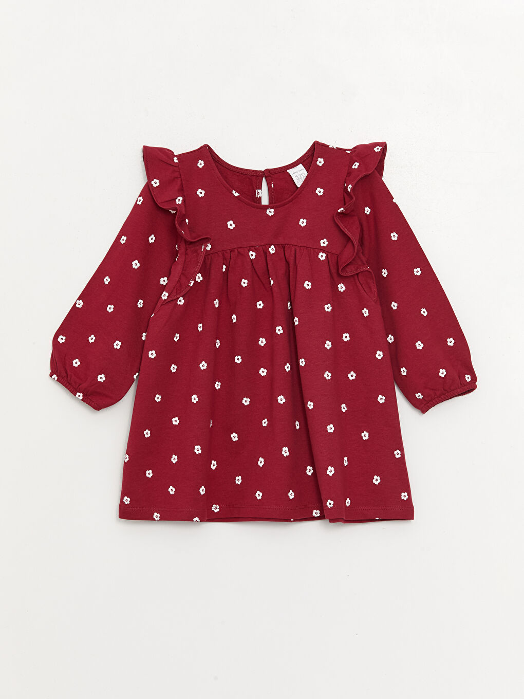 Crew Neck Patterned Baby Girls' Dress-4