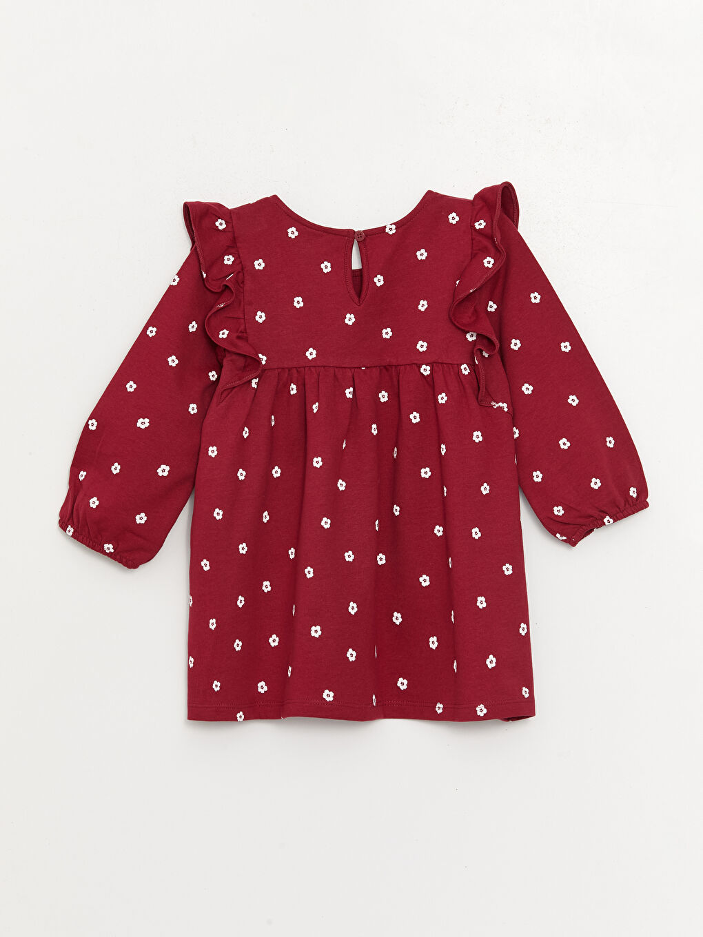 Crew Neck Patterned Baby Girls' Dress-5