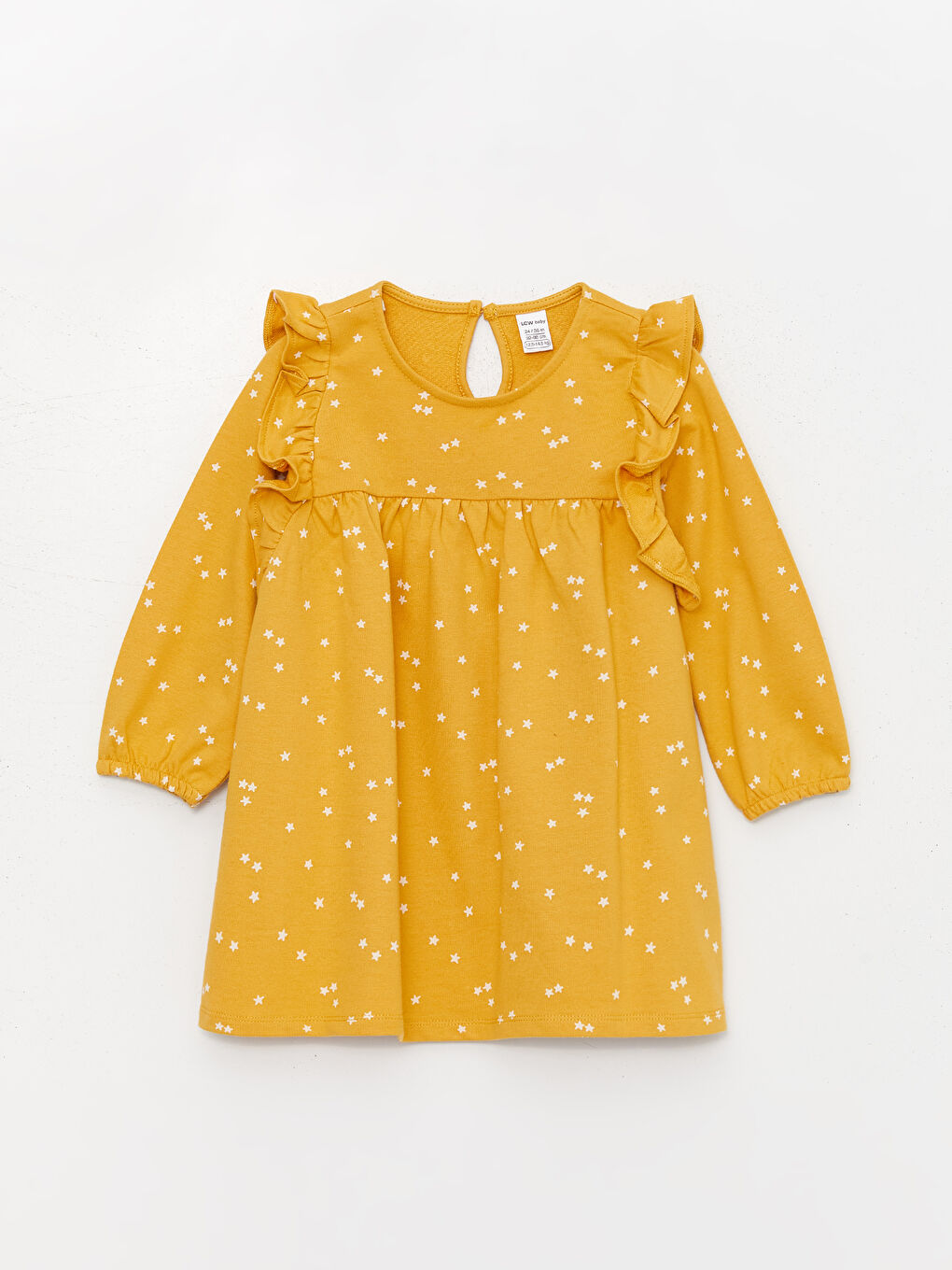 فستان للبنات الرضع بنقشة وياقة دائرية