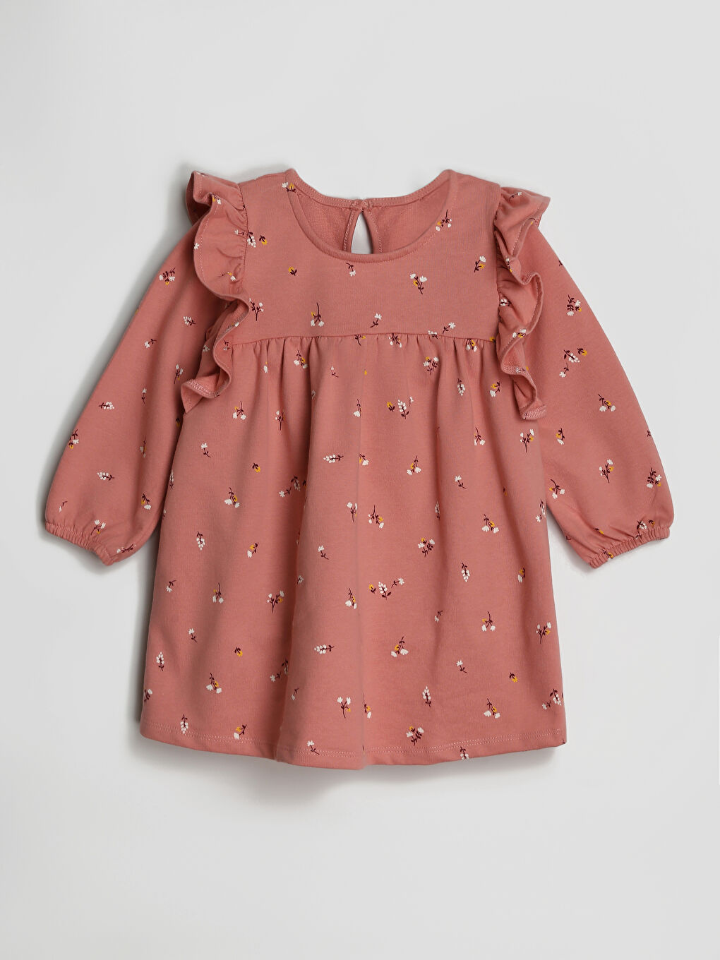 Crew Neck Patterned Baby Girls' Dress