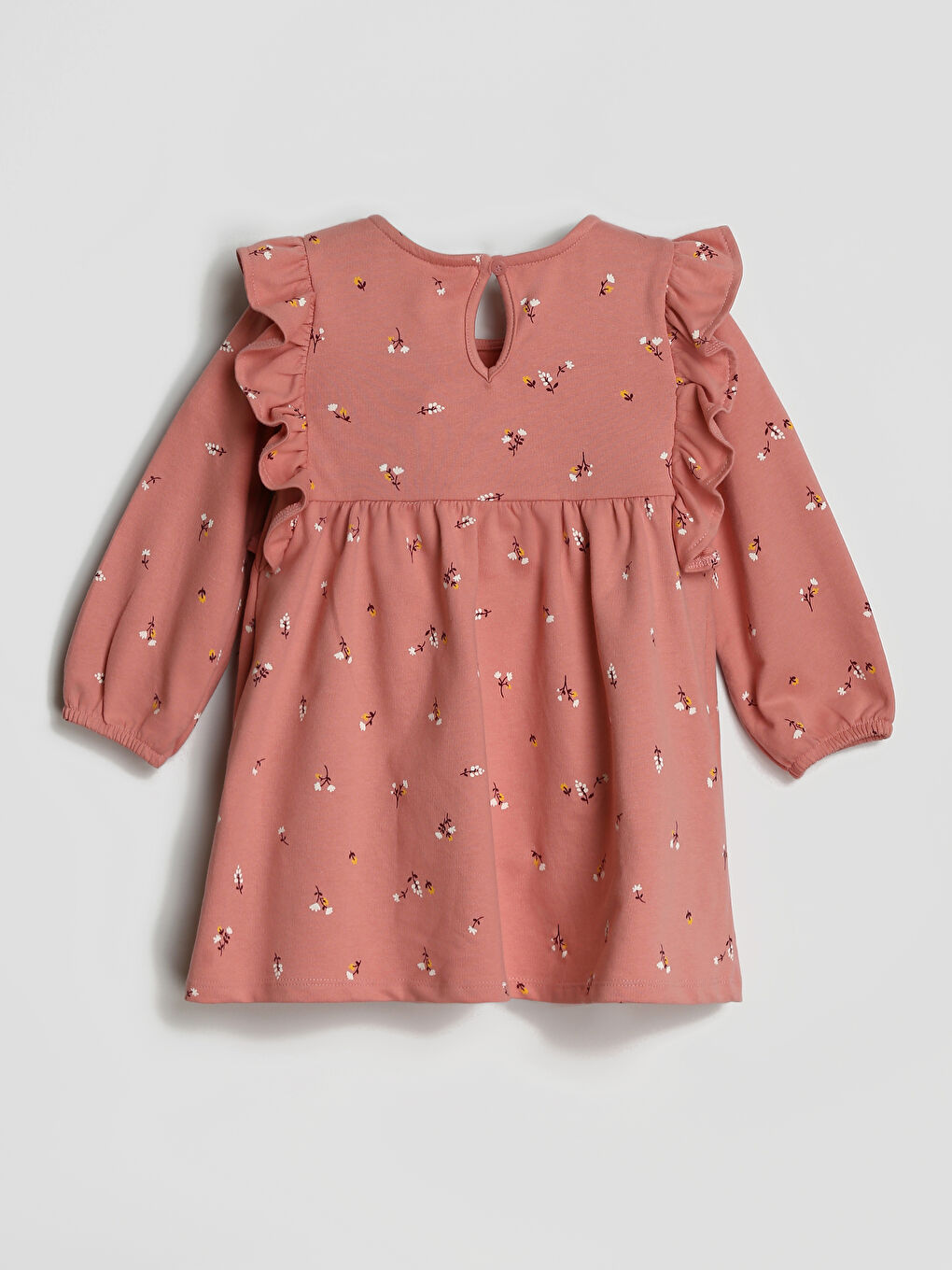 Crew Neck Patterned Baby Girls' Dress-1