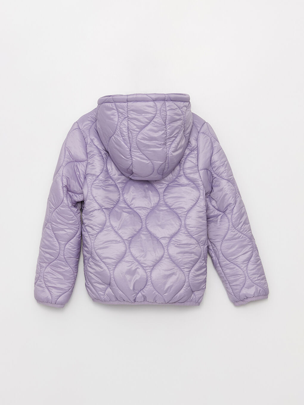 Mor Kapüşonlu Kapitone Kız Çocuk Mont-4