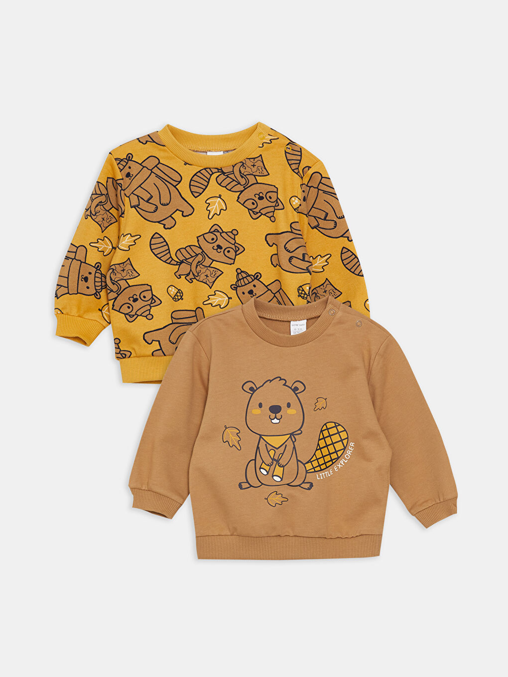 LCW baby Hardal Bisiklet Yaka Uzun Kollu Baskılı Erkek Bebek Sweatshirt 2'li