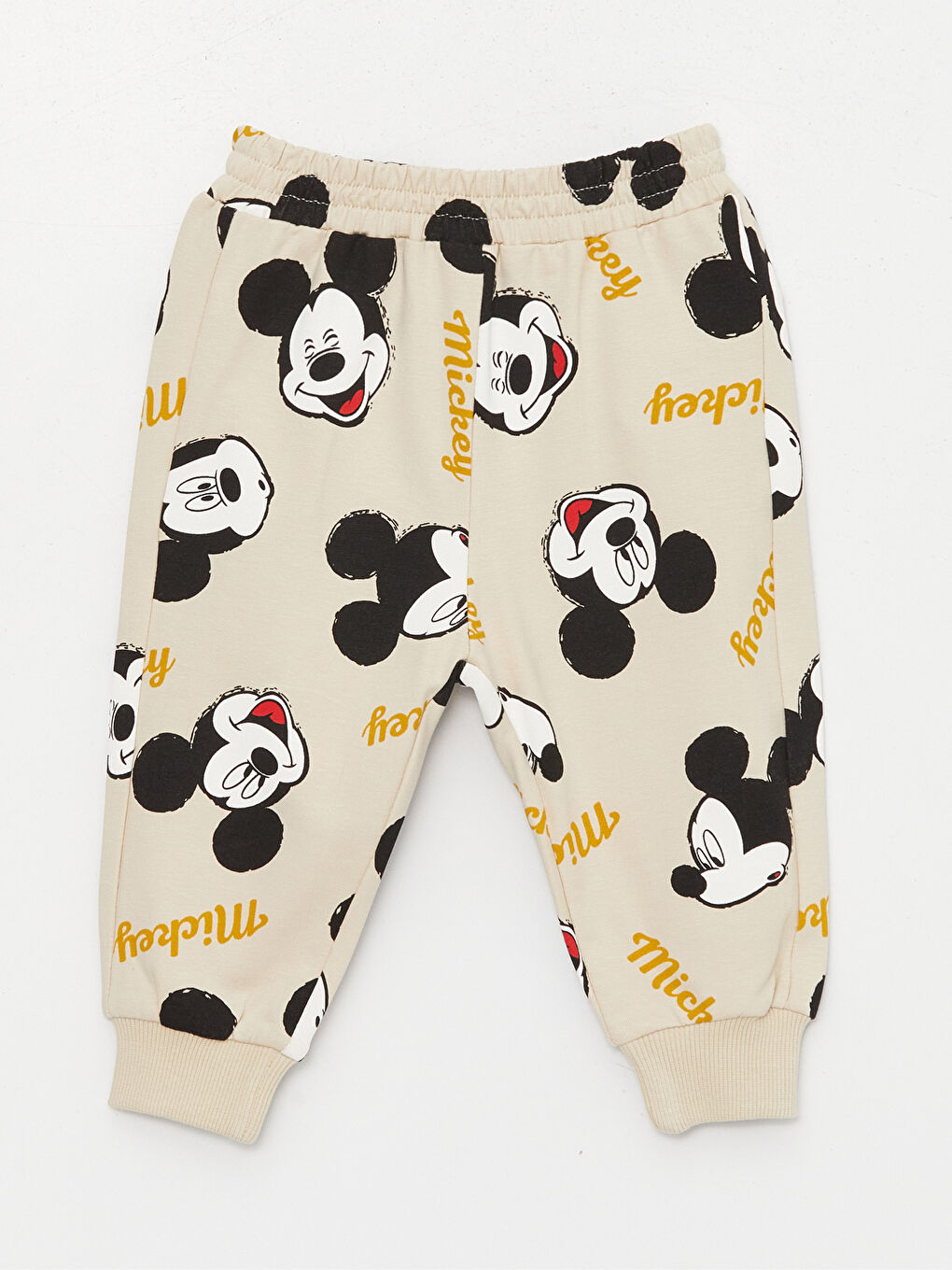 LCW baby Crew Neck Mickey Mouse Printed Baby Boys' T-Shirt and Tracksuit Bottom 2 Pack Set -W36379Z1-SV4