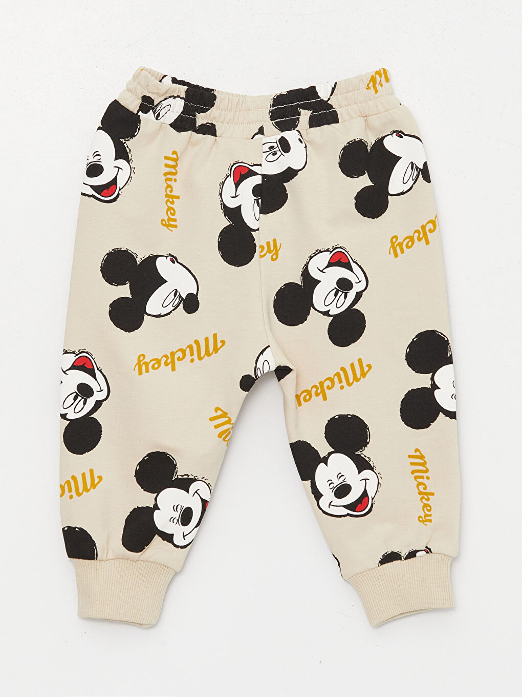 LCW baby Crew Neck Mickey Mouse Printed Baby Boys' T-Shirt and Tracksuit Bottom 2 Pack Set -W36379Z1-SV4