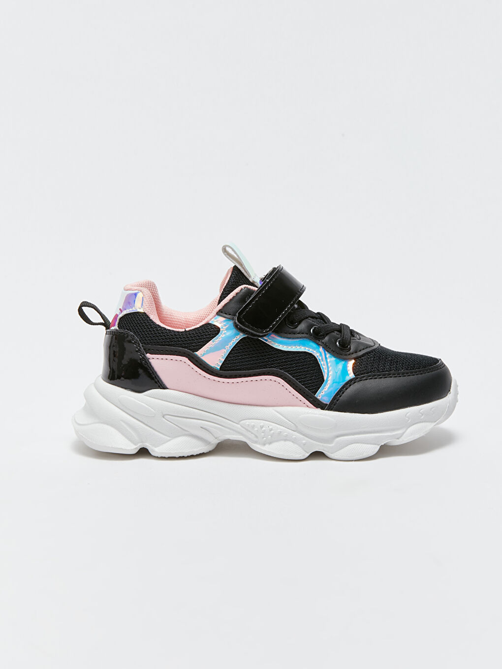 Girls' Active Sneakers with Thick Sole, Velcro and Lace-Up-1