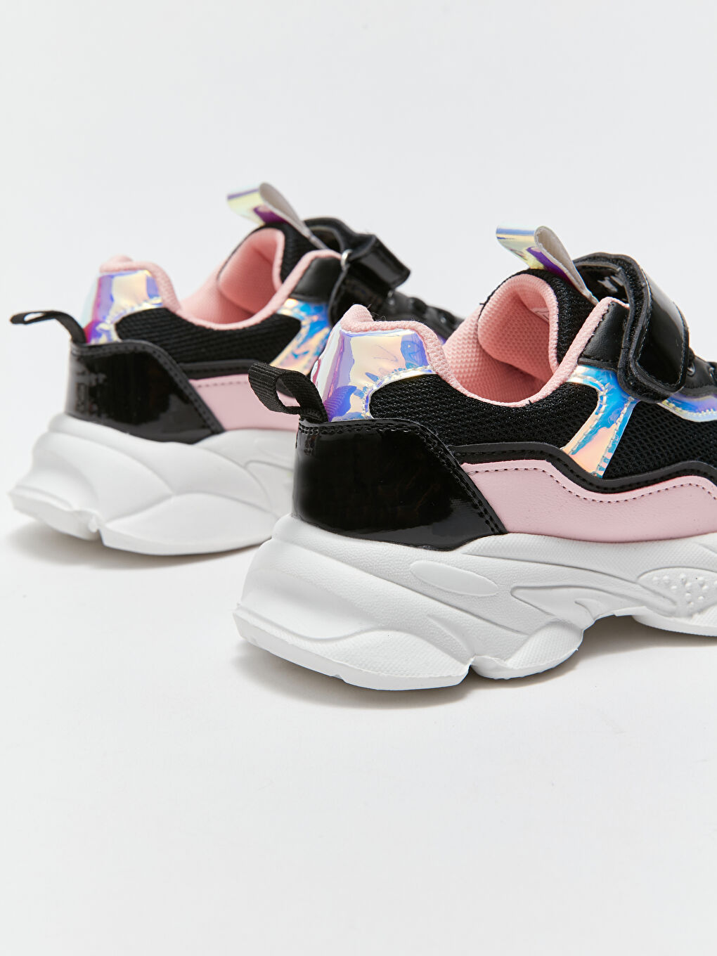 Girls' Active Sneakers with Thick Sole, Velcro and Lace-Up-4