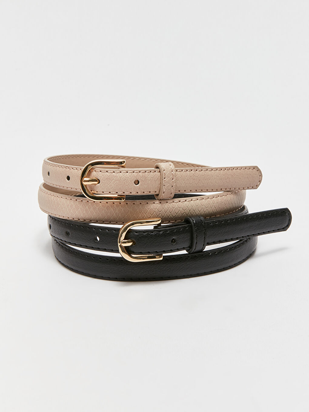 Leather Look Patterned Women's Belt 2-Pack