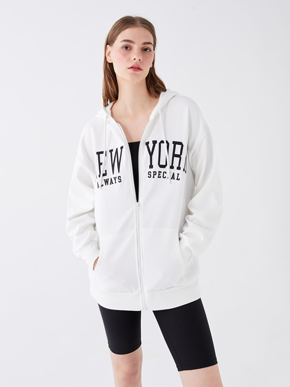 Hooded Oversize Women's Thick Zipper Sweatshirt