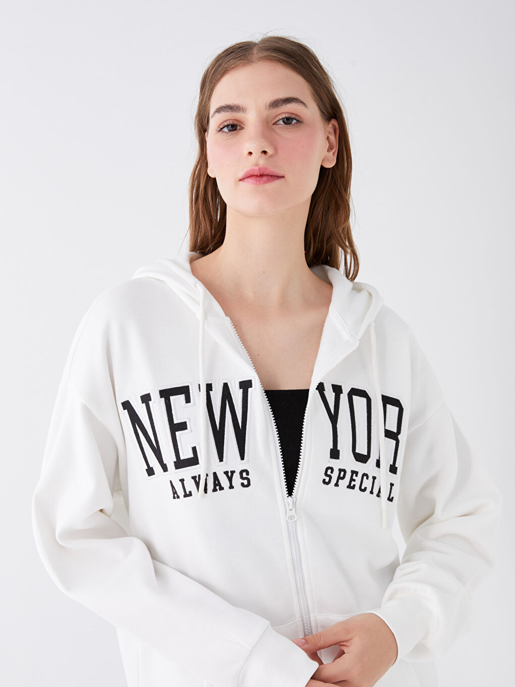 Hooded Oversize Women's Thick Zipper Sweatshirt-2