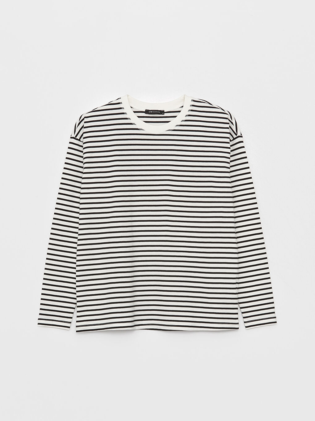 Crew Neck Striped Long Sleeve Women's Sweatshirt -W36501Z8-LEG