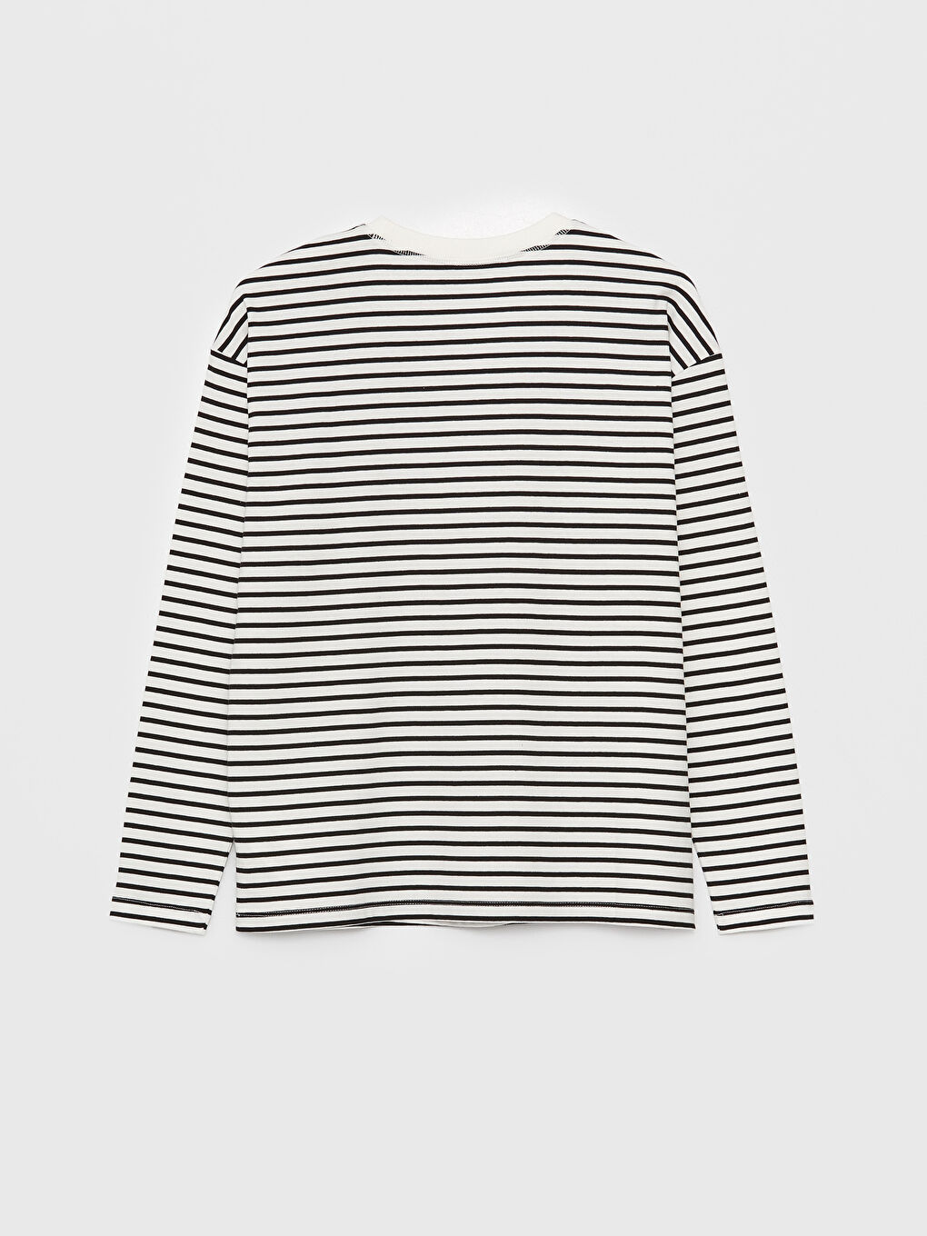 Crew Neck Striped Long Sleeve Women's Sweatshirt -W36501Z8-LEG