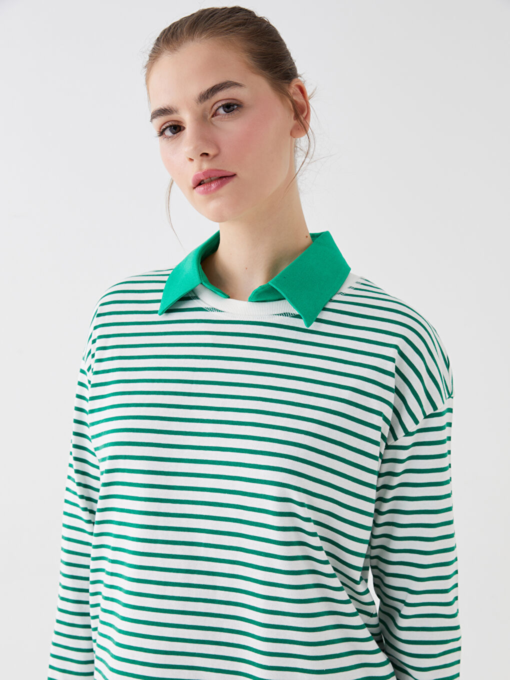 LCW Vision Crew Neck Striped Long Sleeve Women's Sweatshirt -W36501Z8-LFT