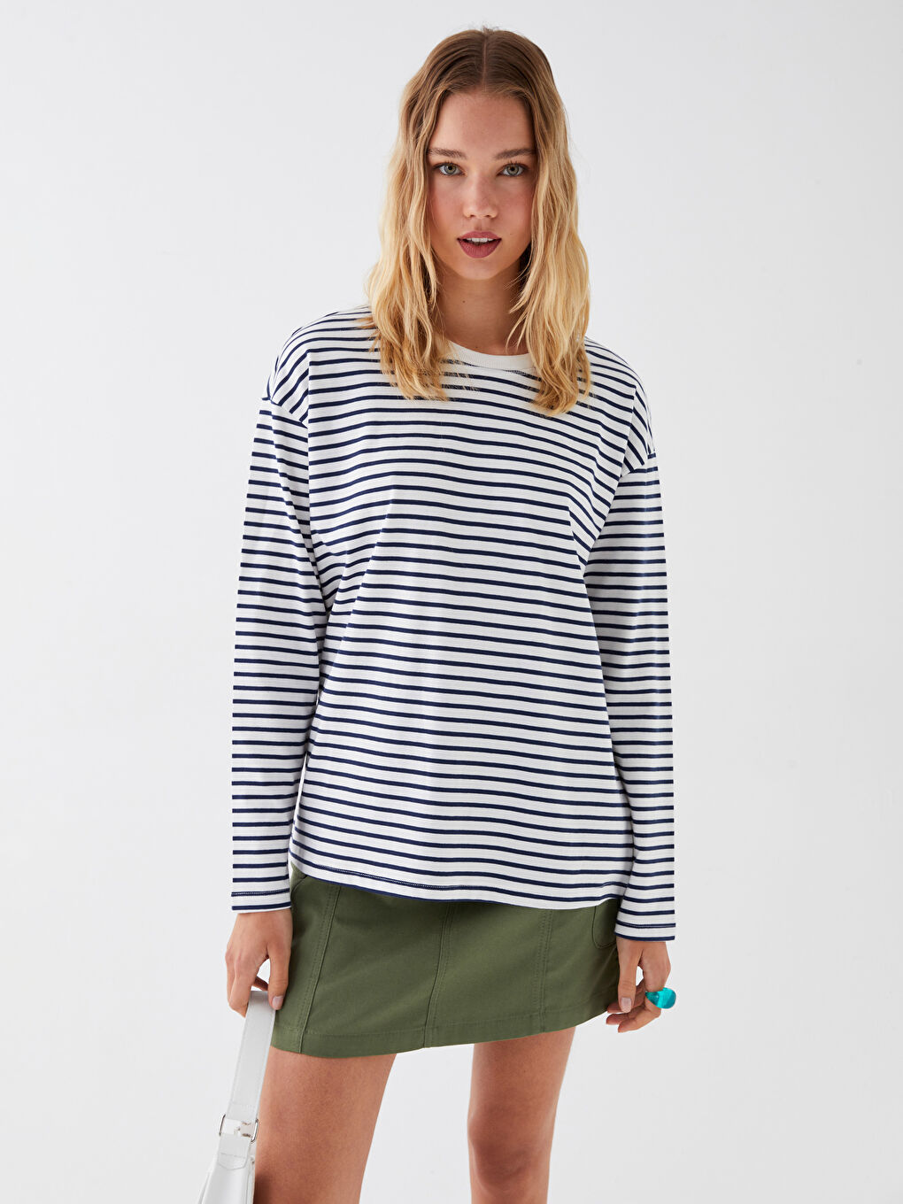 LCW Vision Crew Neck Striped Long Sleeve Women's Sweatshirt -W36501Z8-LGS